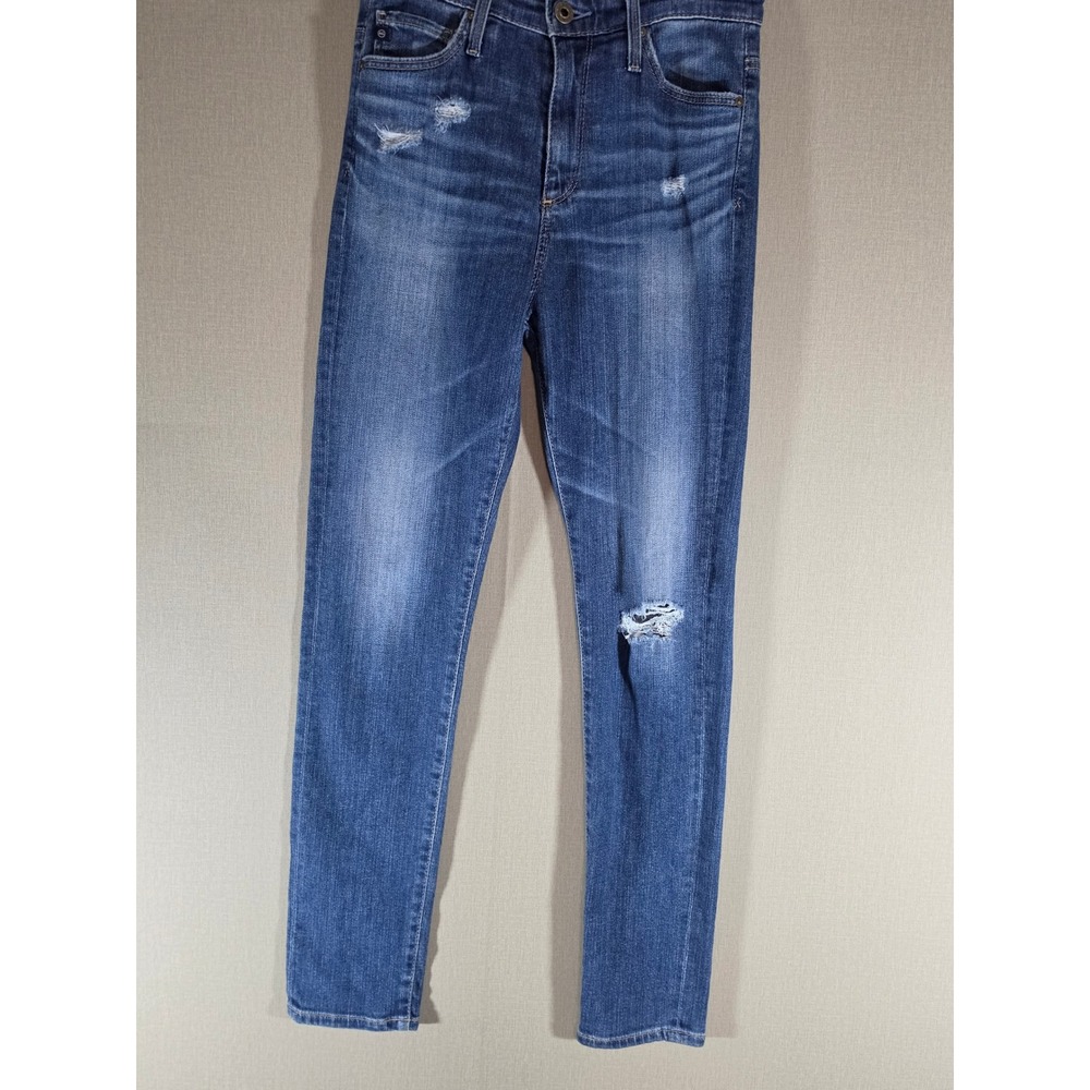 AG Adriano Goldschmied High Rise Stevie Ankle Jeans Blue Distressed 25R PVC1556